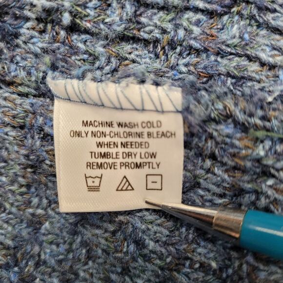 Haggar Generations Blue Marled Henley Sweater size Large - Picture 7 of 9